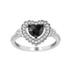 Midnight Black Diamond 1 Ct. T.w. Black & White Diamond Heart Ring In 10k White Gold