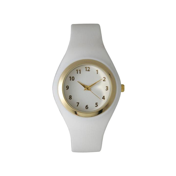 Olivia Pratt Womens Gold-tone White Silicone Strap Watch 15310s