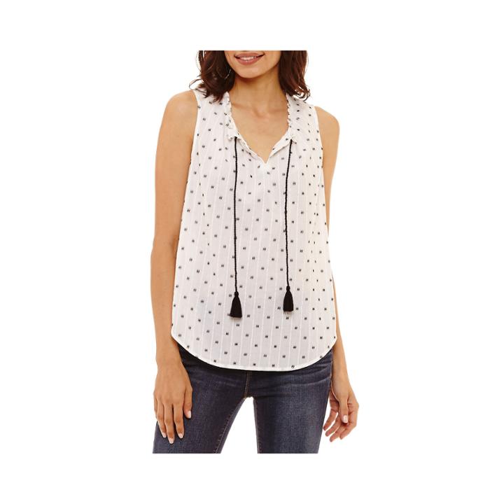 Liz Claiborne Sleeveless Tie Front Tank Top Petites