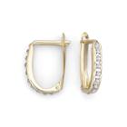 Diamond Fascination&trade; 14k Yellow Gold Oval Hoop Earrings