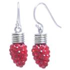 Sparkle Allure Red Crystal Tree Bulb Silver Over Brass Drop Earrings