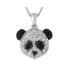 1/10 Ct. T.w. White And Color-enhanced Black Diamond Sterling Silver Panda Pendant Necklace