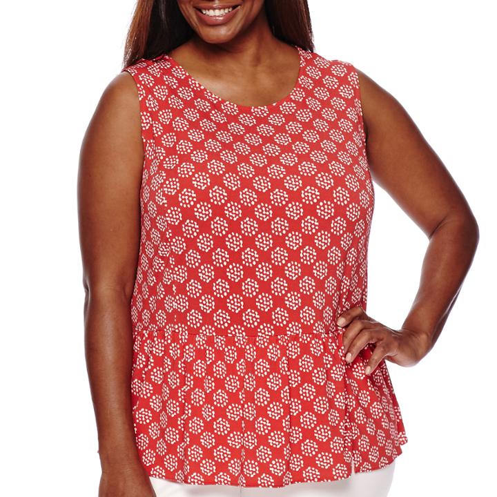 Liz Claiborne Sleeveless Peplum Top - Plus