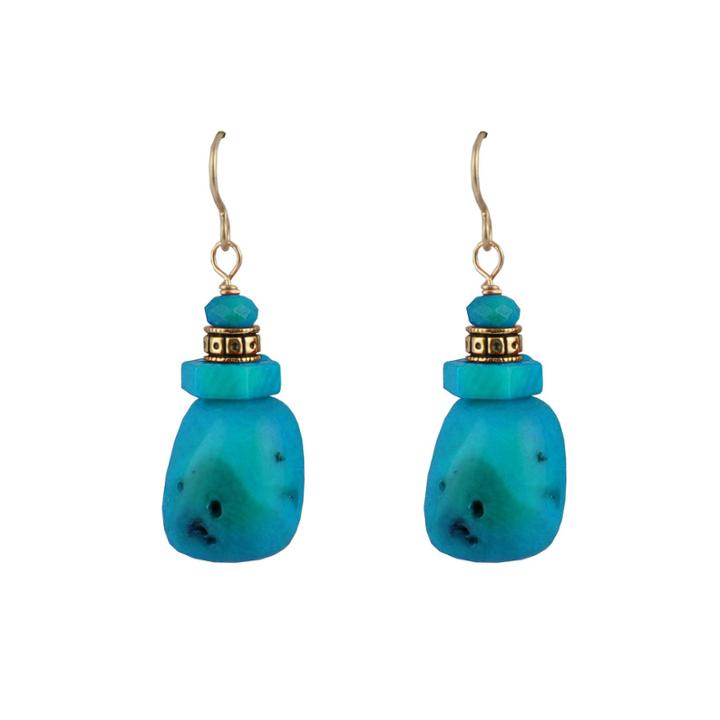 Bijoux Bar Blue Turquoise Bronze Drop Earrings