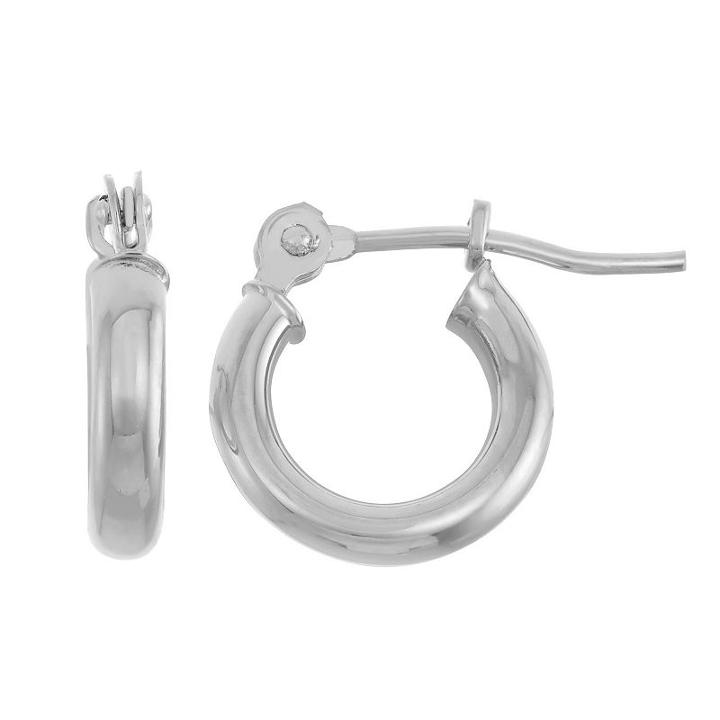 14k White Gold 13mm Hoop Earrings