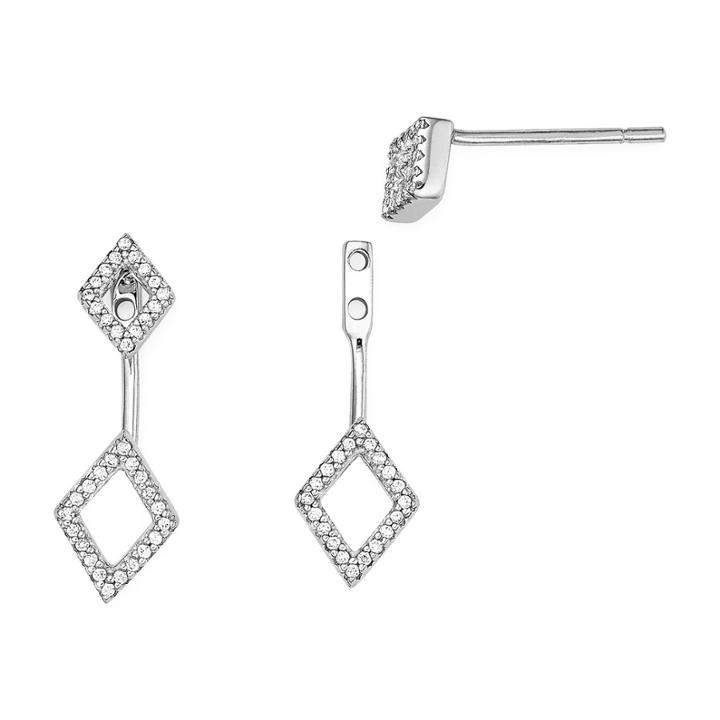 1/7 Ct. T.w. Diamond 10k White Gold Rhombus 2-in-1 Earrings
