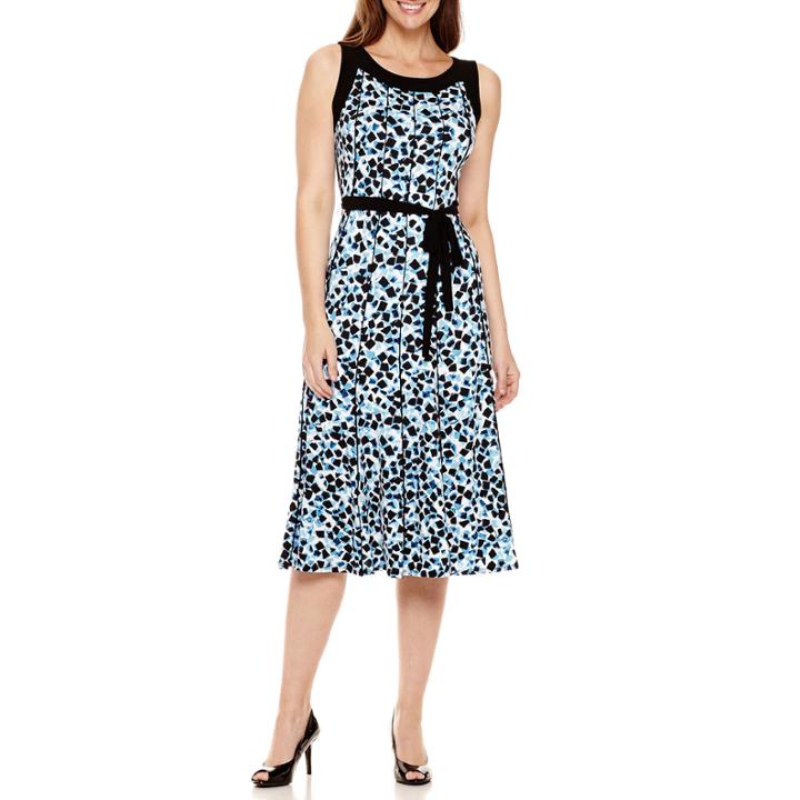 Perceptions Sleeveless Abstract Print A-line Dress