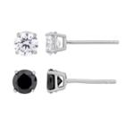 Diamonart 2 Pair 3 1/4 Ct. T.w. White Cubic Zirconia Sterling Silver Earring Sets