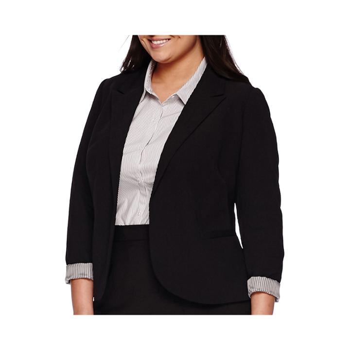 Worthington Long Sleeve Open Front Blazer - Plus