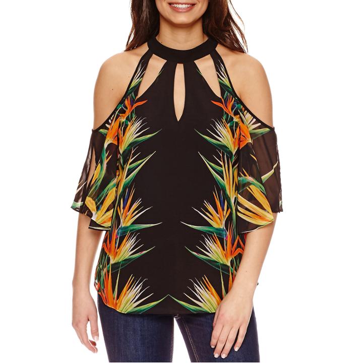 Bisou Bisou Keyhole Mockneck Top