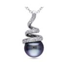 1/10 Ct. T.w. Diamond & Black Tahitian Pearl Sterling Silver Pendant