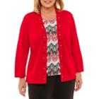 Alfred Dunner Talk Of The Town Diamond Layered Sweaters-plus