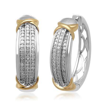 1/2 Ct. T.w. Diamond Pav Two-tone Hoop Earrings