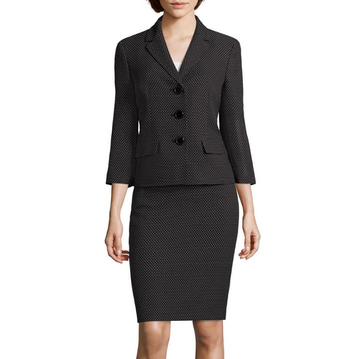 Le Suit Pin Dot Notch Lapel Skirt Suit
