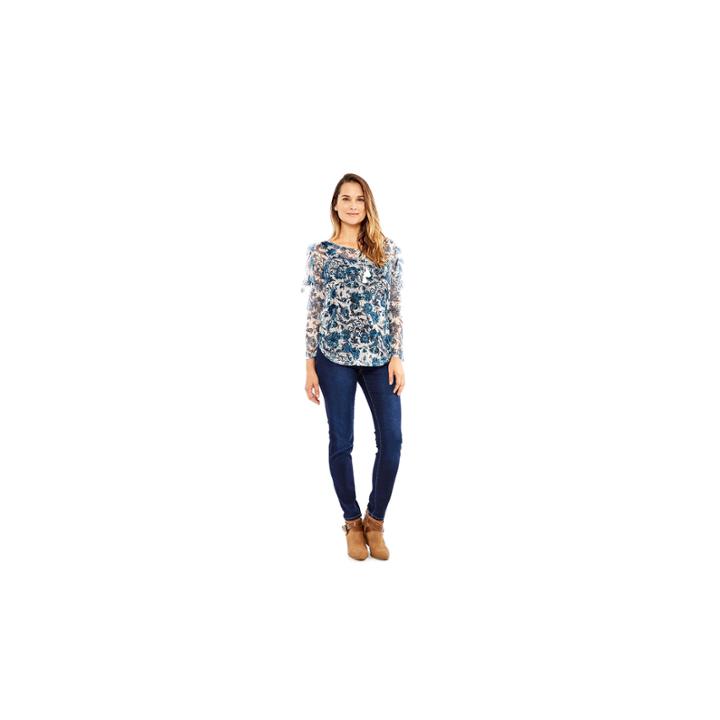 Skyes The Limit Oslo Long Sleeve Crew Neck Knit Floral Blouse-plus