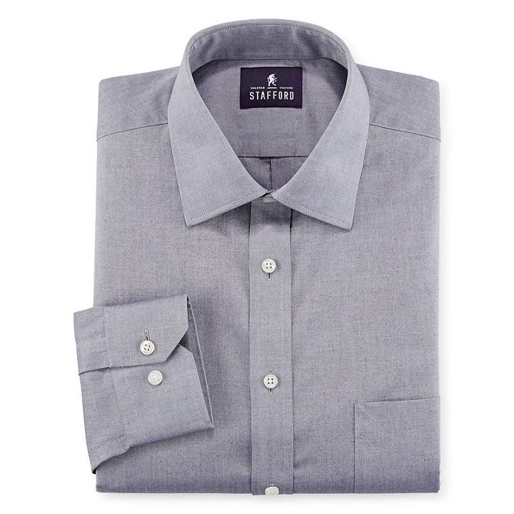 Stafford Executive Long Sleeve Non-iron Cotton Pinpoint Oxford Dress Shirt