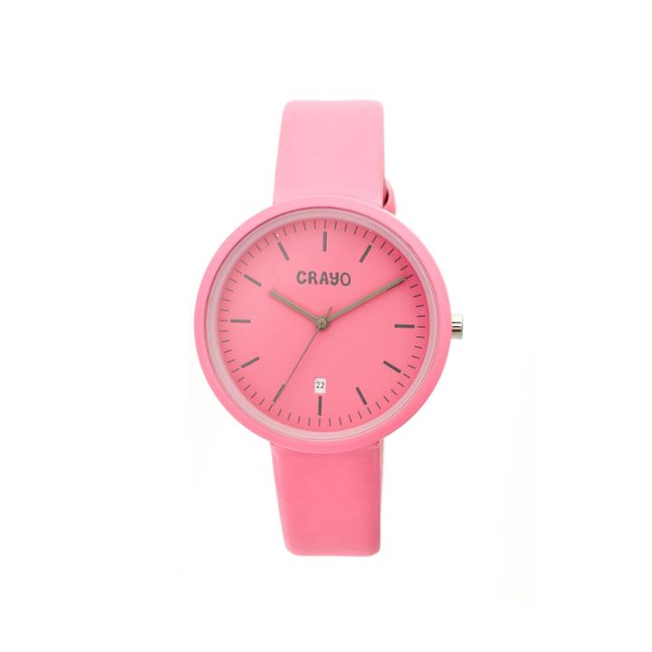 Crayo Womens Easy Pink Leather-band Watch With Date Cracr2408