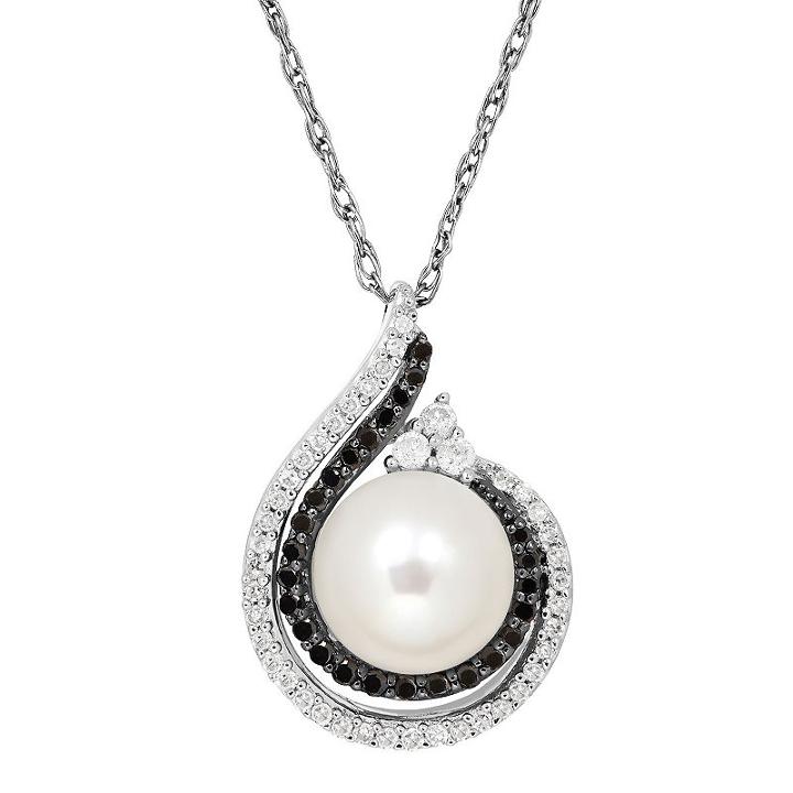 Womens 1/4 Ct. T.w. White Pearl Sterling Silver Pendant Necklace