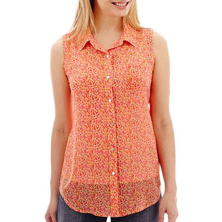 Liz Claiborne Sleeveless Campshirt - Petite