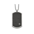 Mens Cubic Zirconia Stainless Steel & Black Ion-plated Dog Tag Pendant