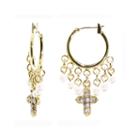 1928 Religious Jewelry Clear 14k Gold Over Brass Chandelier Earrings