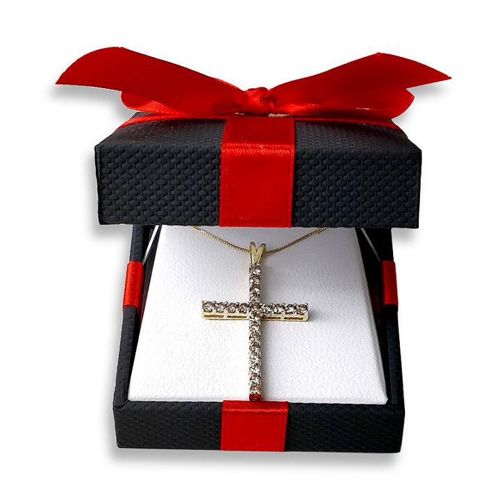 Womens 1 Ct. T.w. Genuine White Diamond 10k Gold Cross Pendant Necklace