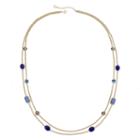 Monet Blue Stone Gold-tone 2-row Station Necklace