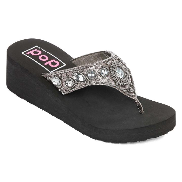 Pop Turbo Wedge Beaded Flip Flops