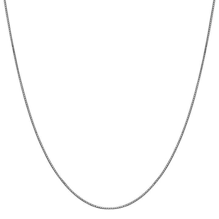 10k White Gold Solid Box 16 Inch Chain Necklace