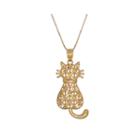 Infinite Gold&trade; 14k Yellow Gold Diamond-cut Cat Pendant Necklace