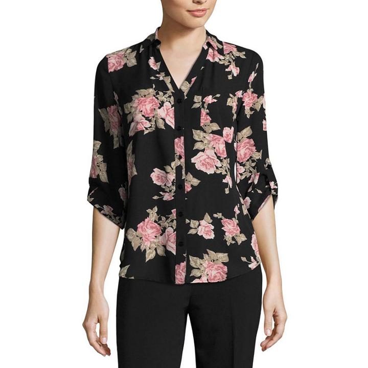 By & By 3/4 Sleeve Button-front Shirt-juniors