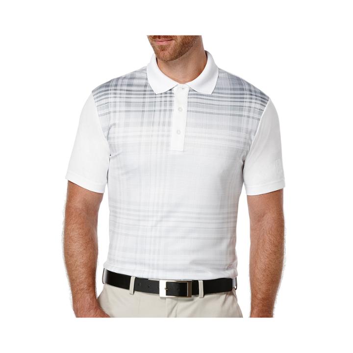 Pga Tour Short-sleeve Fading-plaid Polo Shirt