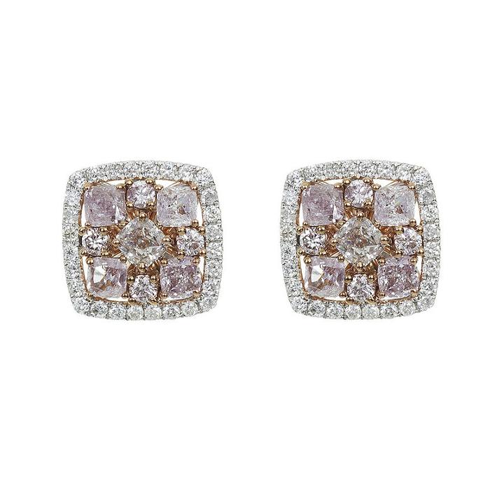 1 1/3 Ct. T.w. Genuine Pink Diamond Stud Earrings