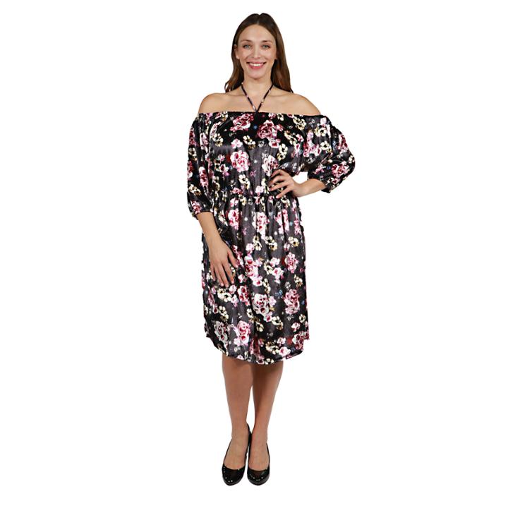 24/7 Comfort Apparel Chloe Velvet Halter Dress - Plus