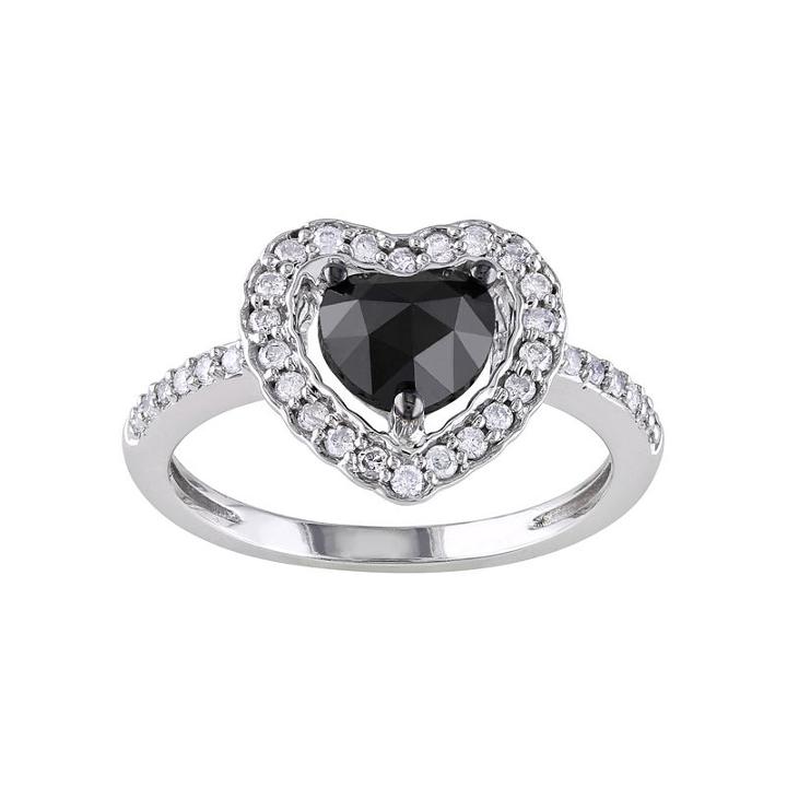 1 Ct. T.w. White & Color-treated Black Diamond Heart Engagement Ring