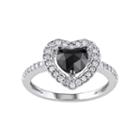 1 Ct. T.w. White & Color-treated Black Diamond Heart Engagement Ring