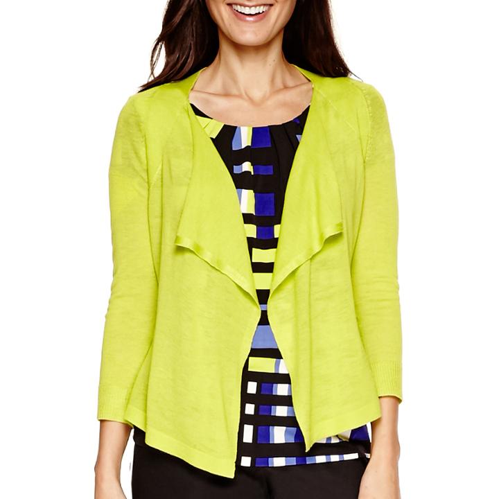 Worthington 3/4-sleeve Flyaway Cardigan - Petite
