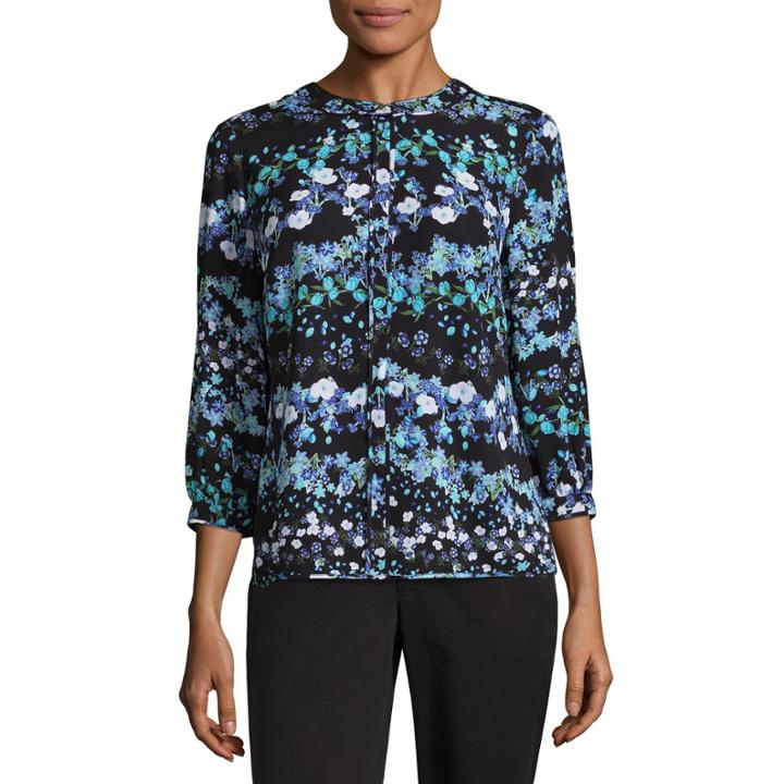 Liz Claiborne Piped Georgette Button-front Blouse