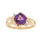 Womens Diamond Accent Purple Amethyst 10k Gold Cocktail Ring