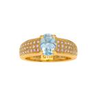 Genuine Blue Topaz And Cubic Zirconia 14k Gold Over Brass Ring