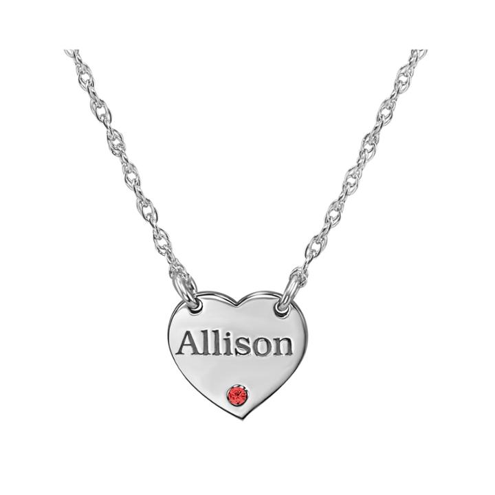 Personalized Birthstone Heart Name Pendant Necklace