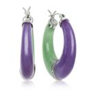 Purple Jade Sterling Silver 30mm Hoop Earrings
