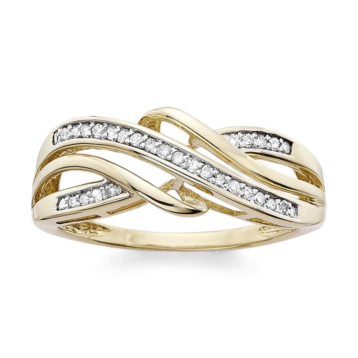 1/7 C.t.t.w. Diamond 10k Yellow Gold Criss-cross Ring