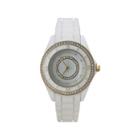 Olivia Pratt Womens Rhinestone Bezel Rhinestone Dial White Silicone Watch 40036white