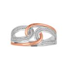 Womens 1/10 Ct. T.w. Genuine White Diamond Sterling Silver & 14k Rose Gold Over Silver Cocktail Ring