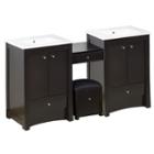 85.25-in. W Floor Mount Distressed Antique Walnutvanity Set For 1 Hole Drilling