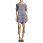 A.n.a Elbow Sleeve Gingham Sheath Dress