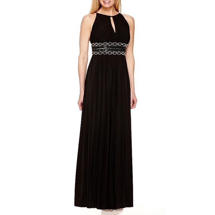R & M Richards Sleeveless Embellished Empire Waist Evening Gown