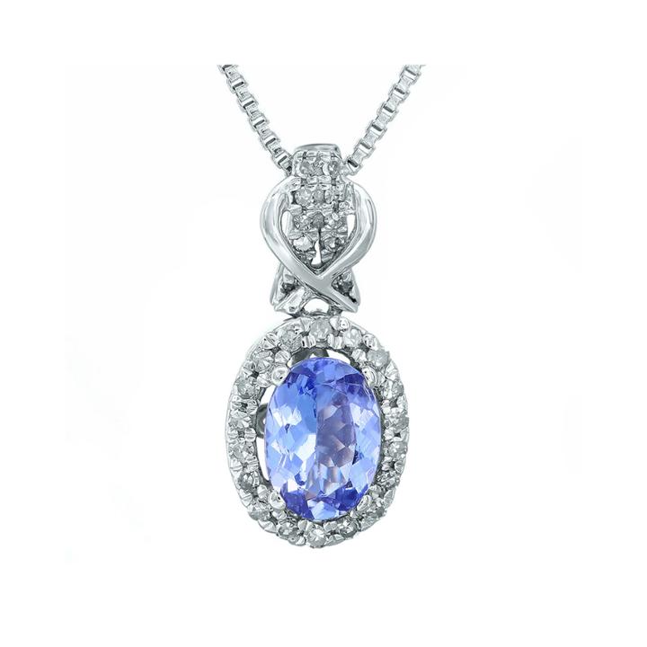 1/7 Ct. T.w. Diamond And Genuine Tanzanite 10k White Gold Drop Pendant Necklace