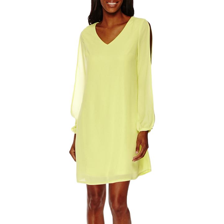 Worthington Long-sleeve Cold-shoulder Shift Dress - Tall